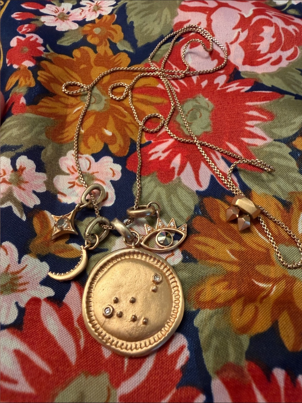 Kendra Scott Rose Gold Custom Capricorn Coin Necklace with Eye & Star Charms